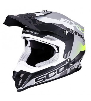 Casque Scorpion VX-16 Air Arhus Argent mat-Noir-Jaune fluo