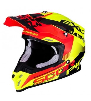 Casque Scorpion VX-16 Air Arhus Jaune fluo-Rouge fluo