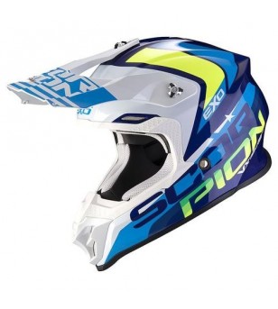 Casque SCORPION VX-16 AIR NATION Bleu-Blanc-Jaune fluo